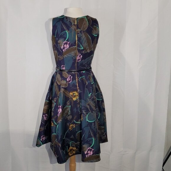 Closet London 50's silhouette sleeveless tropical print midi dress size 10 - Picture 2 of 11